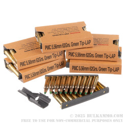 120 Rounds of 5.56x45 Ammo by PMC - 62gr FMJ M855 in Battle Packs