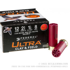 250 Rounds of 12ga Ammo by Federal - 1 1/8 ounce #8 shot