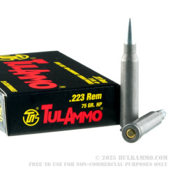 20 Rounds of .223 Ammo by Tula - 75gr HP