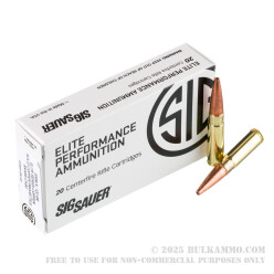 20 Rounds of .300 AAC Blackout Ammo by SIG Sauer Elite Hunting - 120gr SCHP