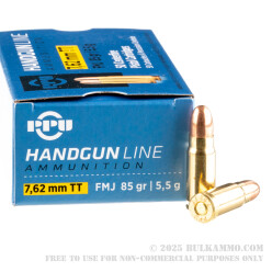 50 Rounds of 7.62 Tokarev Ammo by Prvi Partizan - 85gr FMJ