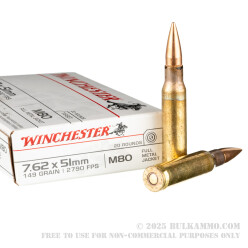 500 Rounds of 7.62x51 Ammo by Winchester - 149gr FMJ M80