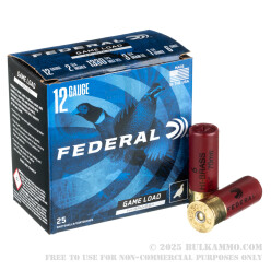 250 Rounds of 12ga Ammo by Federal Game Load Upland Hi-Brass - 1 1/4 ounce #6 shot