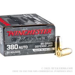 20 Rounds of .380 ACP Ammo by Winchester Silvertip - 85gr JHP