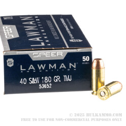 1000 Rounds of .40 S&W Ammo by Speer - 180gr TMJ