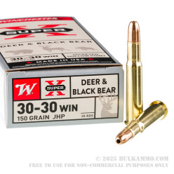 200 Rounds of 30-30 Win Ammo by Winchester Super-X - 150gr JHP