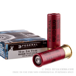 5 Rounds of 12ga Ammo by Federal - 1 1/4 ounce Rifled Slug