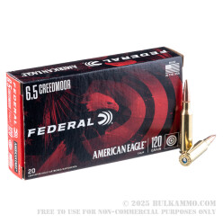 20 Rounds of 6.5 Creedmoor Ammo by Federal American Eagle - 120gr TMJ