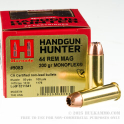 20 Rounds of .44 Mag Ammo by Hornady Handgun Hunter - 200gr MonoFlex