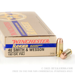 50 Rounds of .40 S&W Ammo by Winchester Ranger - 180gr FMJ