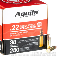 250 Rounds of .22 LR Ammo by Aguila - 38gr CPHP