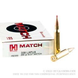 20 Rounds of .338 Lapua Magnum Ammo by Hornady - 285gr ELD-Match