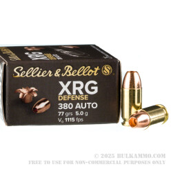 25 Rounds of .380 ACP Ammo by Sellier & Bellot XRG Defense - 77gr SCHP