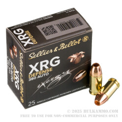 25 Rounds of .380 ACP Ammo by Sellier & Bellot XRG Defense - 77gr SCHP