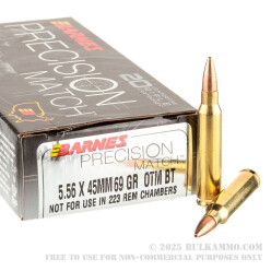 200 Rounds of 5.56x45 Ammo by Barnes Precision Match - 69gr OTM BT