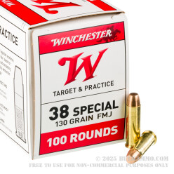 500  Rounds of .38 Spl Ammo by Winchester - 130gr FMJ