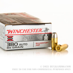 50 Rounds of .380 ACP Ammo by Winchester - 85gr JHP