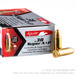 50 Rounds of .38 Super Ammo by Aguila - 130gr FMJ