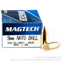 1000 Rounds of 9mm NATO Ammo by Magtech - 124gr FMJ