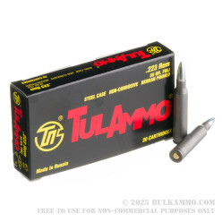 1000 Rounds of .223 Rem Ammo by Tula - 55gr FMJ