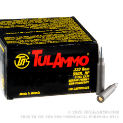 1000 Rounds of .223 Ammo by Tula - 55gr HP