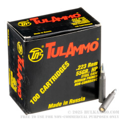 1000 Rounds of .223 Ammo by Tula - 55gr HP