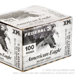 100 Rounds of 5.56x45 Ammo by Federal American Eagle - 55gr FMJ XM193