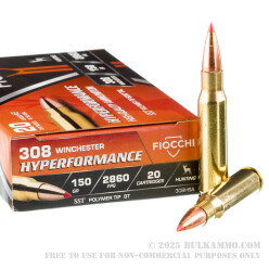 20 Rounds of .308 Win Ammo by Fiocchi Extrema - 150gr SST