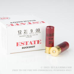 25 Rounds of 12ga 2-3/4" Ammo by Estate Cartridge - 00 Buck