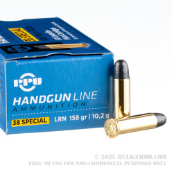 500  Rounds of .38 Spl Ammo by Prvi Partizan - 158gr LRN
