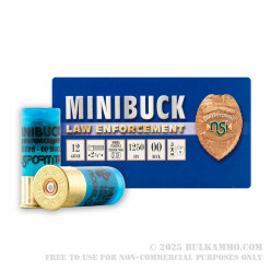 250 Rounds of 12ga Ammo by NobelSport MiniBuck LE - 6 pellet 00 buckshot