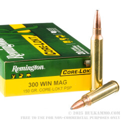 200 Rounds of .300 Win Mag Ammo by Remington Core-Lokt - 150gr PSP