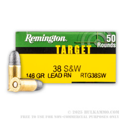 50 Rounds of .38 S&W Ammo by Remington - 146gr LRN