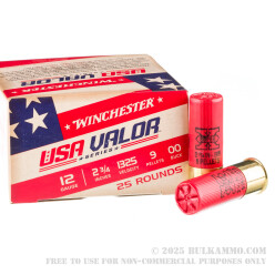 250 Rounds of 12ga Ammo by Winchester USA VALOR - 00 Buck