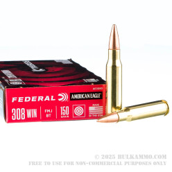 500 Rounds of .308 Win Ammo by Federal - 150gr FMJBT