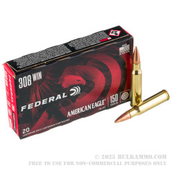 500 Rounds of .308 Win Ammo by Federal - 150gr FMJBT