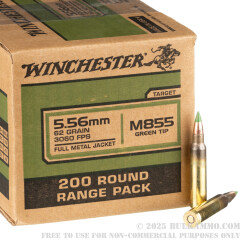 200 Rounds of 5.56x45 Ammo by Winchester - 62gr FMJ M855