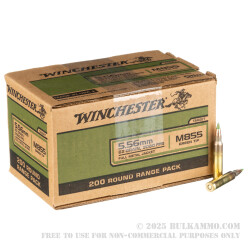 200 Rounds of 5.56x45 Ammo by Winchester - 62gr FMJ M855