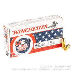 50 Rounds of 40 S&W Ammo by Winchester USA Target Pack - 180gr FMJ