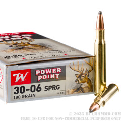 20 Rounds of 30-06 Springfield Ammo by Winchester - 180gr PP