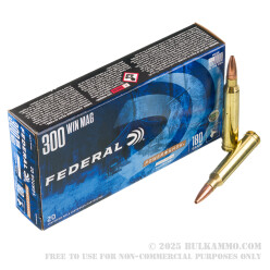 20 Rounds of .300 Win Mag Ammo by Federal Power-Shok - 180gr Copper HP