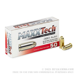 50 Rounds of .380 ACP Ammo by MAXXTech - 95gr FMJ