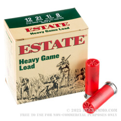 250 Rounds of 12ga Ammo by Estate Heavy Game Load - 1-1/4 ounce #8 shot