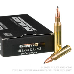 20 Rounds of .338 Lapua Magnum Ammo by Ammo Inc. - 225gr SST