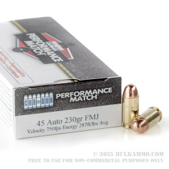 50 Rounds of .45 ACP Ammo by Corbon Performance Match - 230gr FMJ