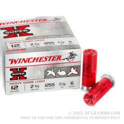 250 Rounds of 12ga 2-3/4" Ammo by Winchester Super-X Game & Field -  #6 shot