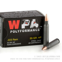 20 Rounds of .223 Ammo by Wolf - 55gr HP