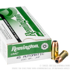 50 Rounds of .45 ACP Ammo by Remington - 230gr JHP