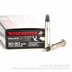 20 Rounds of 30-30 Win Ammo by Winchester Ballistic Silvertip - 150gr Polymer Tip