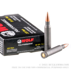 500 Rounds of .223 Ammo by Wolf - 55gr FMJ